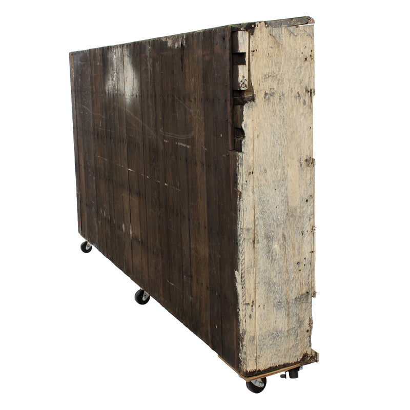 Primitive Distressed Green Painted French Factory Storage Cabinet w/ 45 Open Cubbies