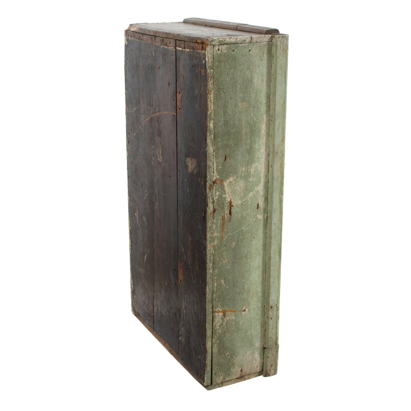 Primitive Green Painted Hanging Wall Cabinet w/ Single Door