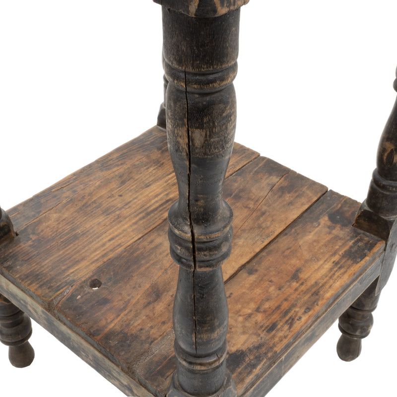 Primitive Pine Side Table w/ Peg & Mortice Joinery and Turned Legs (As Is)