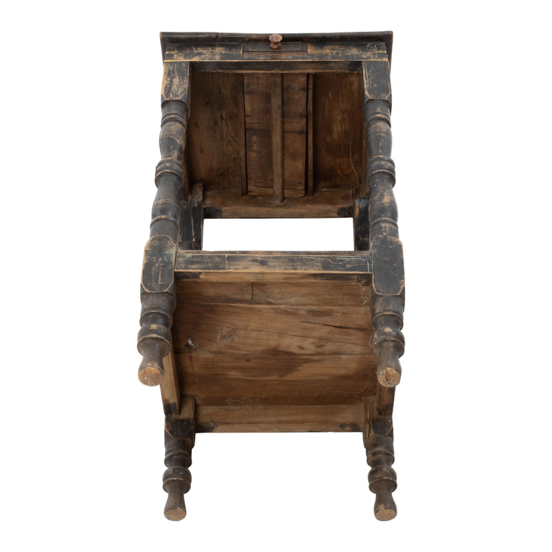 Primitive Pine Side Table w/ Peg & Mortice Joinery and Turned Legs (As Is)