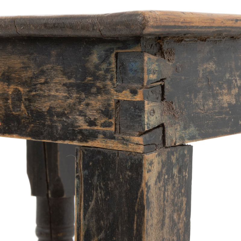 Primitive Pine Side Table w/ Peg & Mortice Joinery and Turned Legs (As Is)