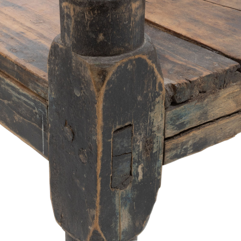 Primitive Pine Side Table w/ Peg & Mortice Joinery and Turned Legs (As Is)