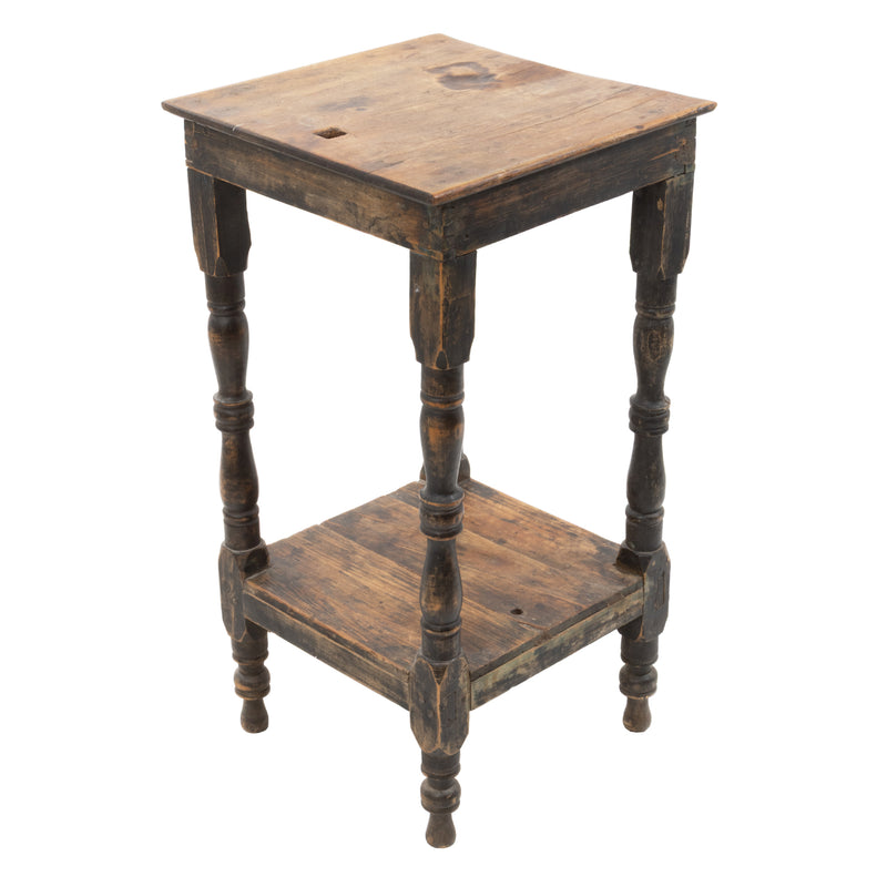 Primitive Pine Side Table w/ Peg & Mortice Joinery and Turned Legs (As Is)