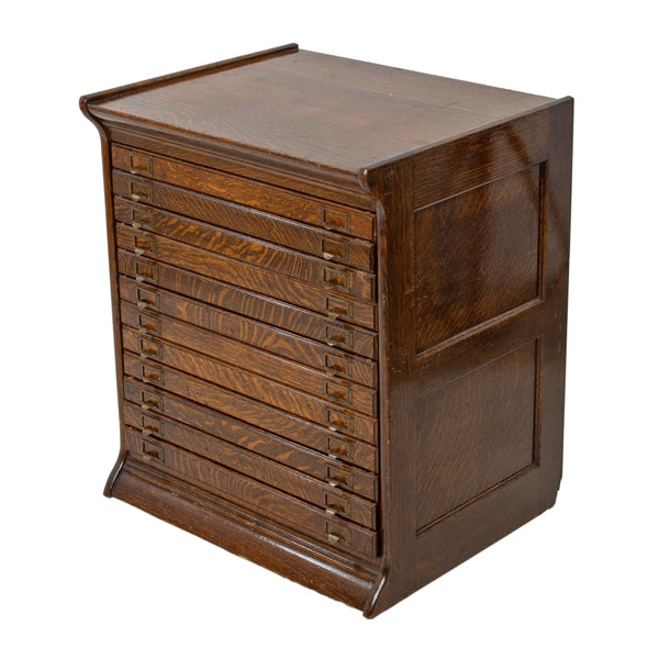 Quarter Cut Oak 12 Drawer Filing Cabinet w/ Original Hardware