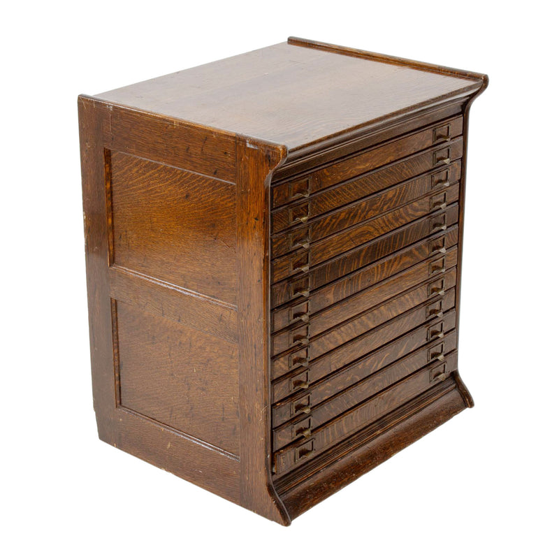 Quarter Cut Oak 12 Drawer Filing Cabinet w/ Original Hardware