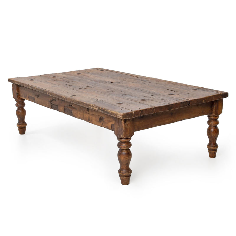 Reclaimed Pine Coffee Table w/ Turned Legs