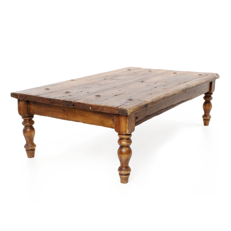 Reclaimed Pine Coffee Table w/ Turned Legs