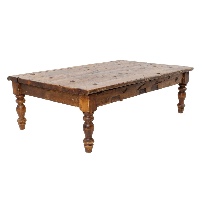 Reclaimed Pine Coffee Table w/ Turned Legs