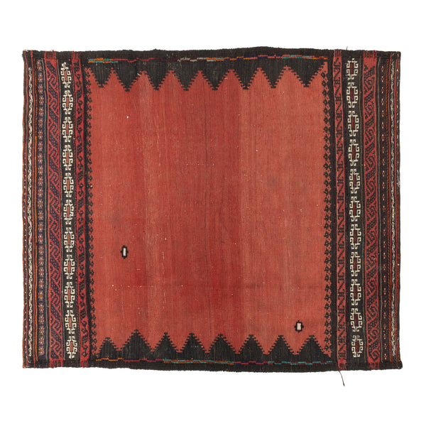Red, Black and Ivory Flatweave Kilim Rug