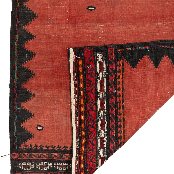 Red, Black and Ivory Flatweave Kilim Rug