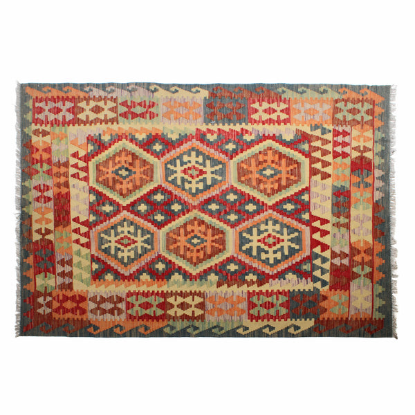 Red, Blue and Yellow Hand Knotted Kilim Rug