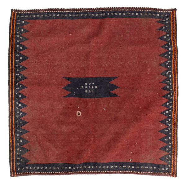 Red and Black Handmade 100% Wool Persian Rug w/ Orange Trim