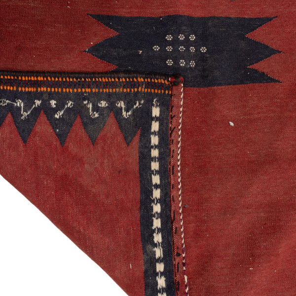 Red and Black Handmade 100% Wool Persian Rug w/ Orange Trim