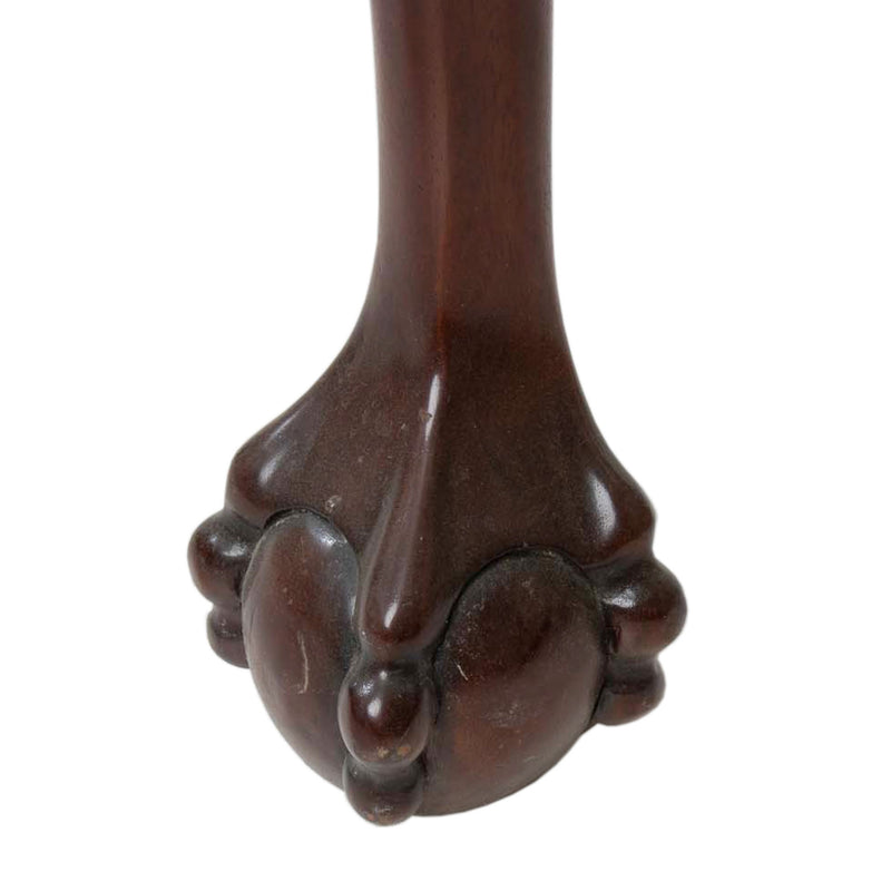 Reproduction Chippendale-Style Green Floral Upholstered Bench with Hinged Seat & Ball-and-Claw Feet