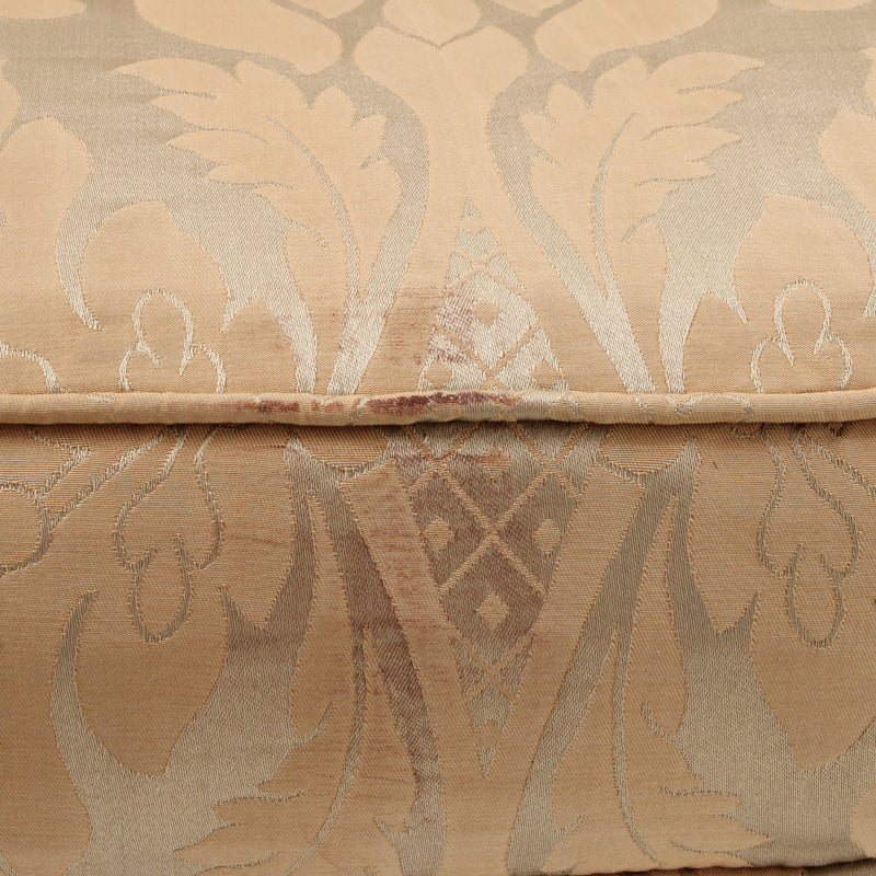 Reproduction French Bergere Green/ Gold Striped and Damask Open Armchair