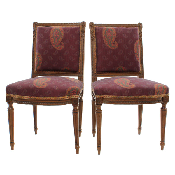 Reproduction Mahogany French-Style Side Chairs (Pair)