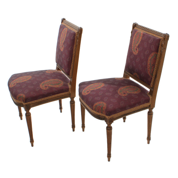 Reproduction Mahogany French-Style Side Chairs (Pair)