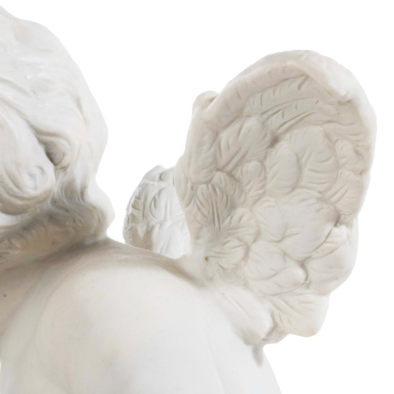 Reproduction Porcelain Sculpture Cherub Holding Rose Garland