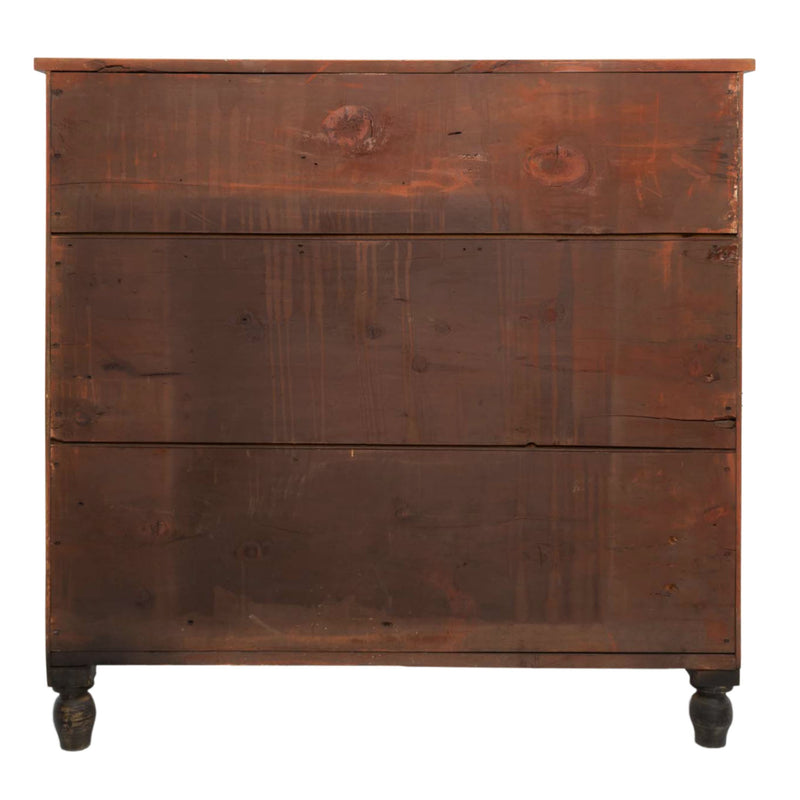 Restored Pine Empire Chest of Drawers with Applied Spool Shaped Corner Mounts