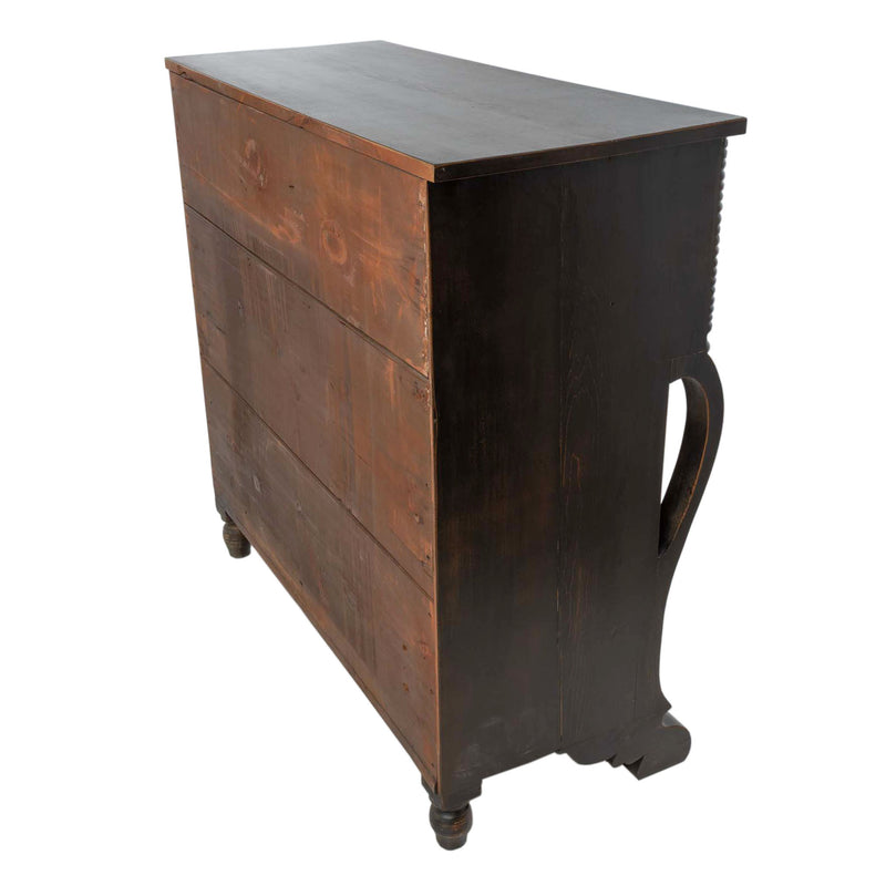 Restored Pine Empire Chest of Drawers with Applied Spool Shaped Corner Mounts