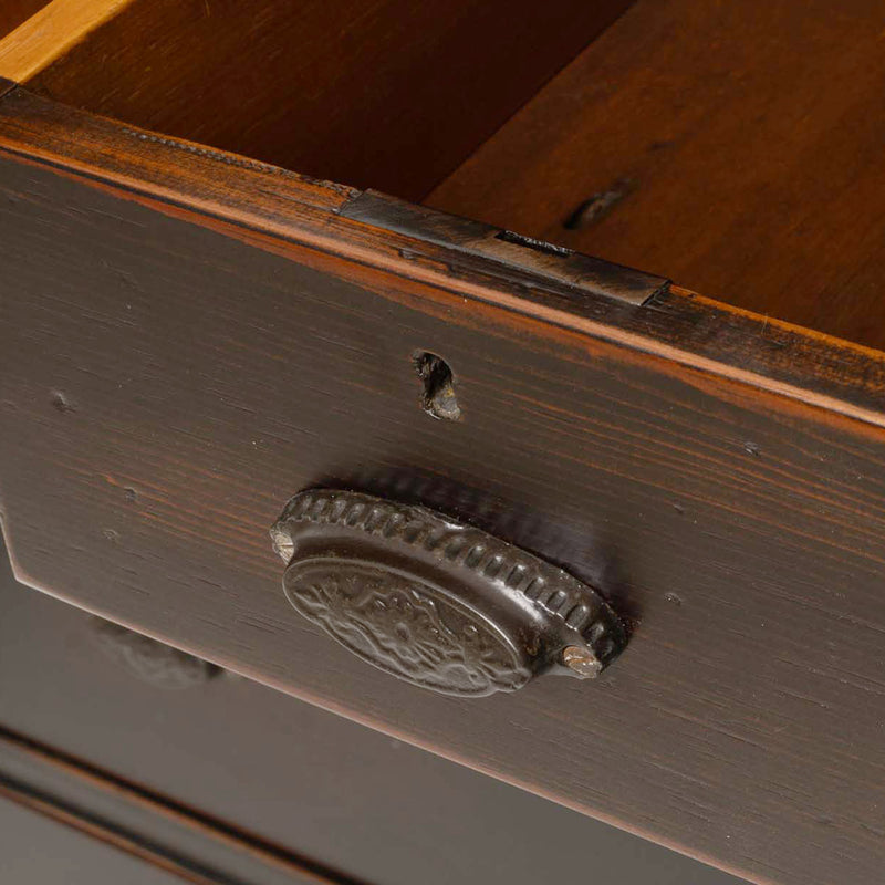 Restored Pine Empire Chest of Drawers with Applied Spool Shaped Corner Mounts