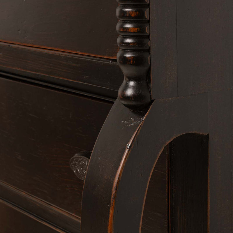Restored Pine Empire Chest of Drawers with Applied Spool Shaped Corner Mounts