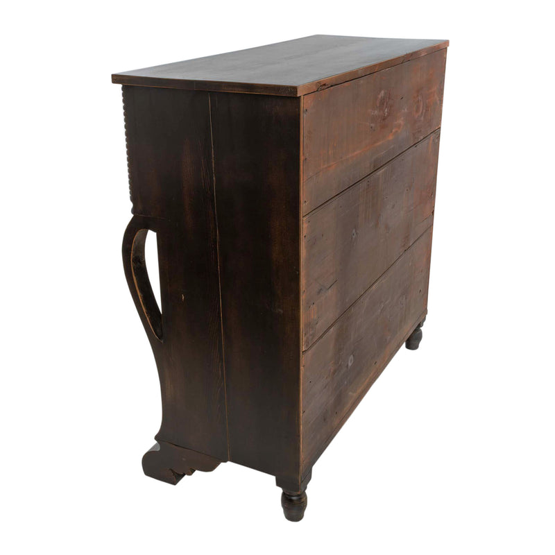 Restored Pine Empire Chest of Drawers with Applied Spool Shaped Corner Mounts