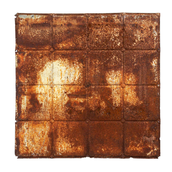 Rusted Tin Ceiling Tile w/ Green Paint