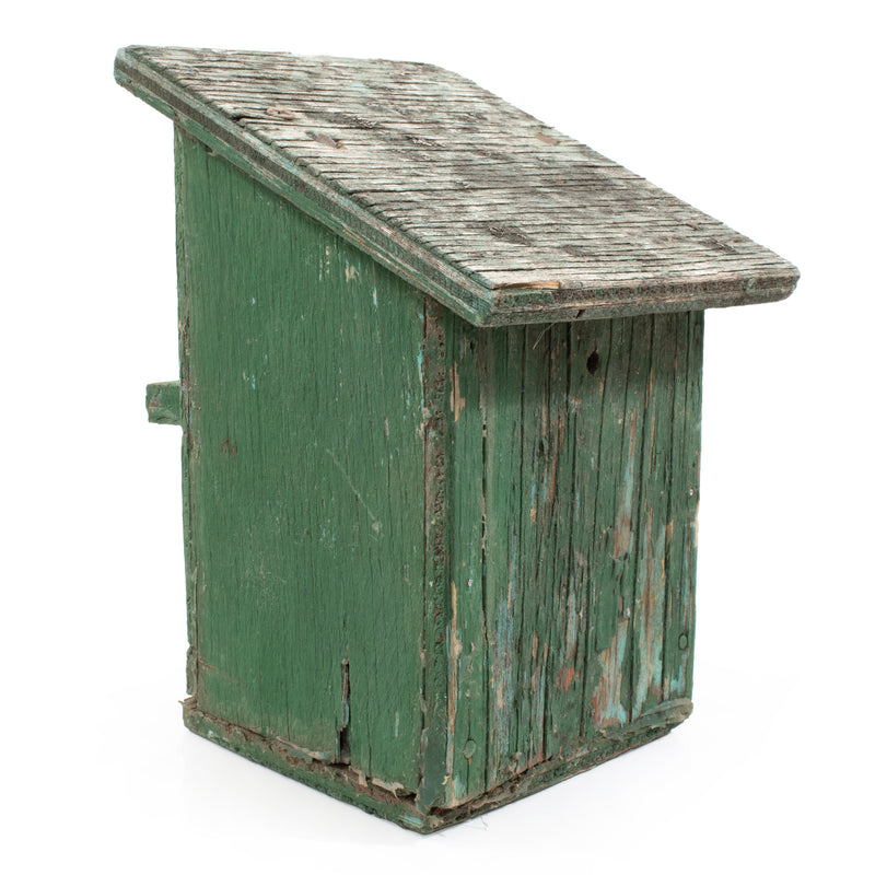 Rustic Green Bird House w/ Slanted Roof