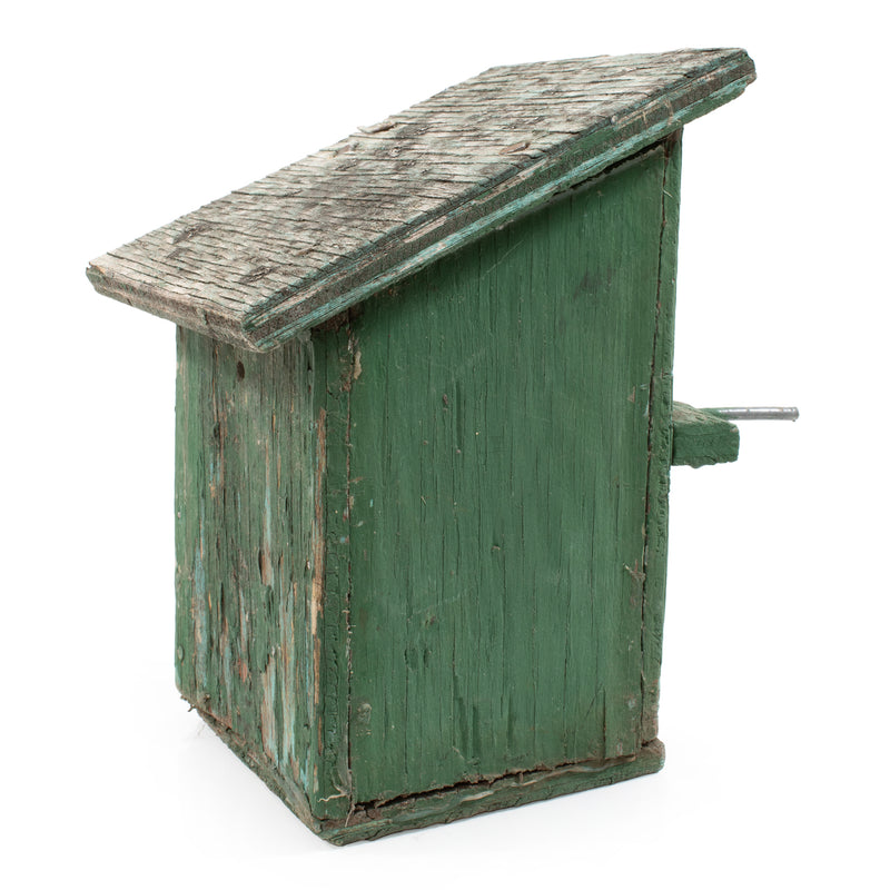 Rustic Green Bird House w/ Slanted Roof