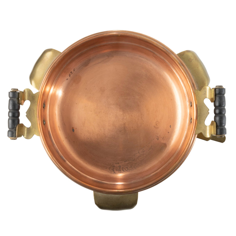 Small Copper/ Brass Fondue Pot with Handles, Stand and Fuel Chamber