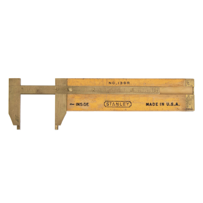 Stanley No.136R 4" Boxwood and Brass Caliper Ruler
