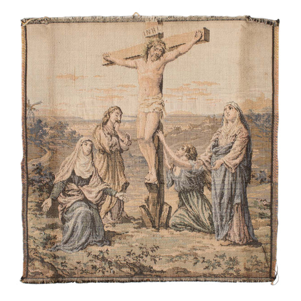 Tapestry Panel Depicting Jesus on Cross, Virgin Mary, Mary Magdalene, Joseph of Arimathea & Salome