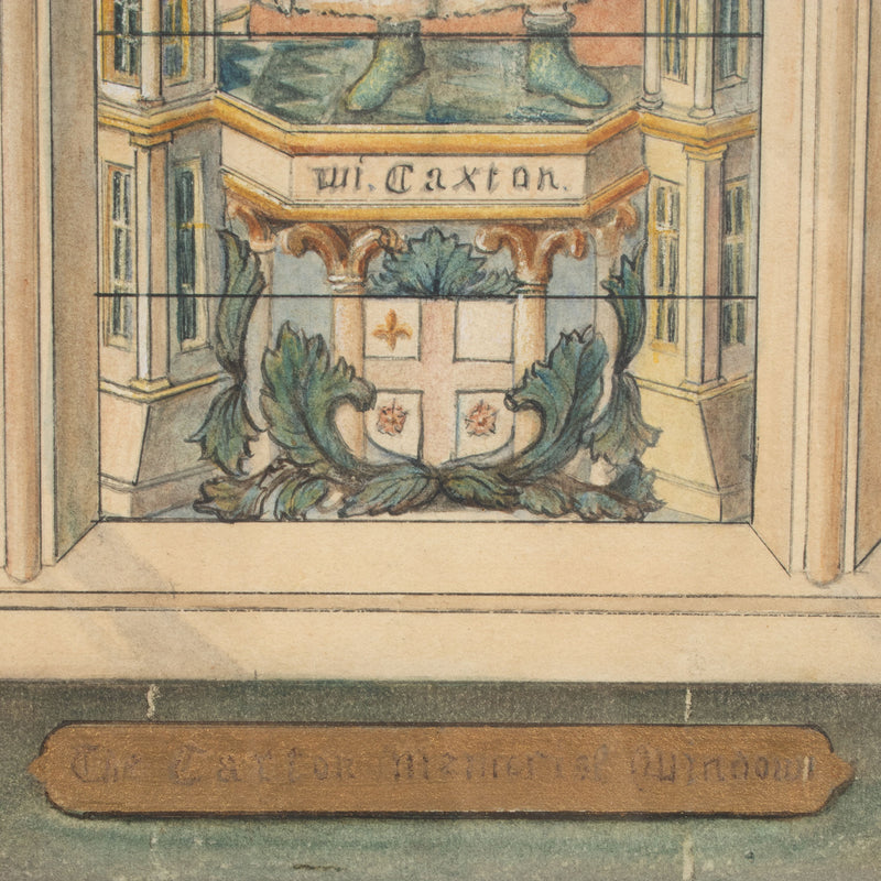 Framed Mixed Media Drawing "The Carton Memorial Window" by S. Court 1919