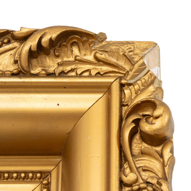 Ornate Gesso Framed Oil Painting on Board - Untitled Landscape with Elk by Louis Valder