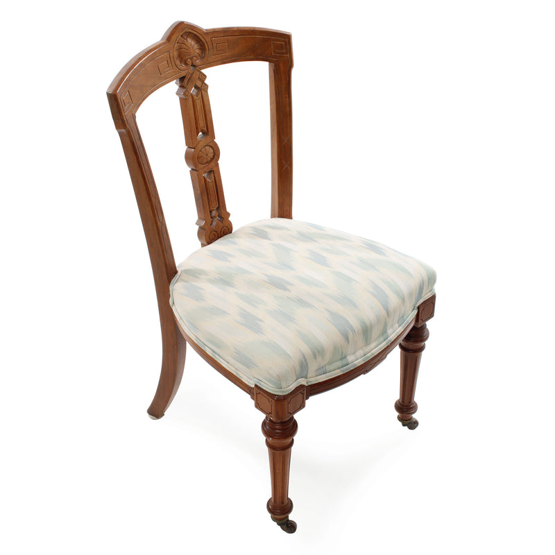 Victorian Carved Walnut Dining Chairs w/ Upholstered Seats (Set of 6)