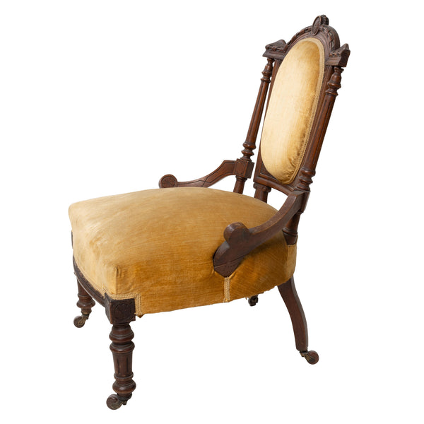 Victorian Eastlake Gold Upholstered Parlour Chair