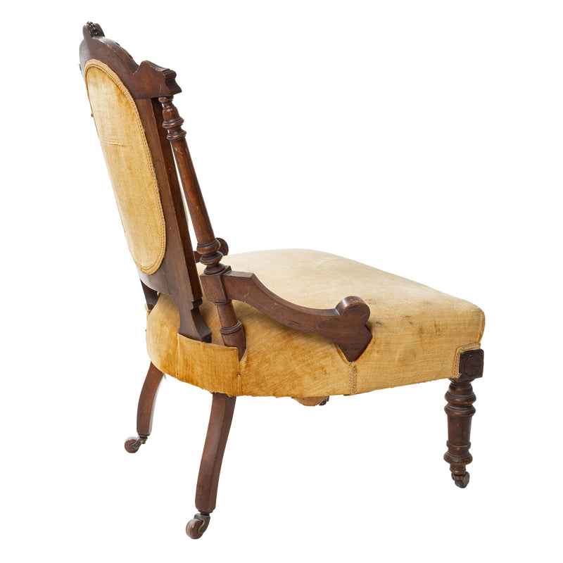 Victorian Eastlake Gold Upholstered Parlour Chair