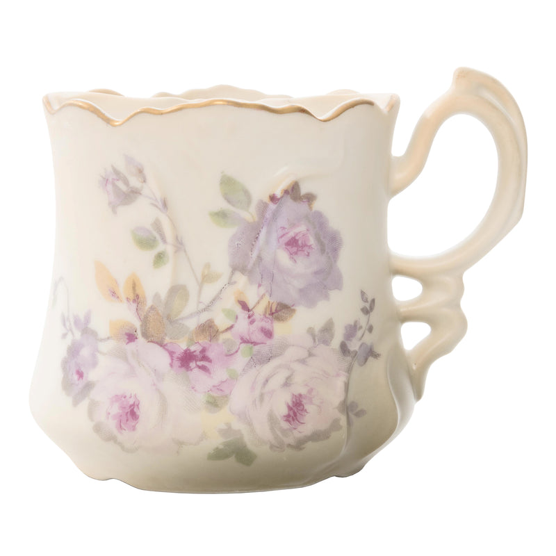 Victorian Shaving Mug with Hand Painted Pink and Purple Flowers