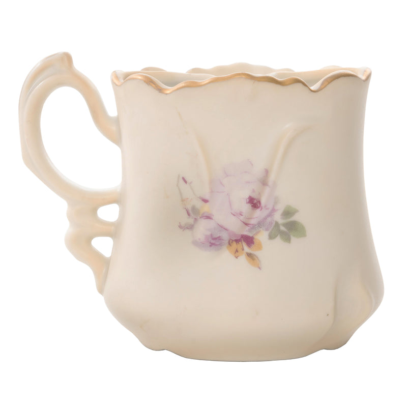 Victorian Shaving Mug with Hand Painted Pink and Purple Flowers