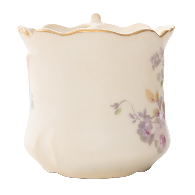 Victorian Shaving Mug with Hand Painted Pink and Purple Flowers