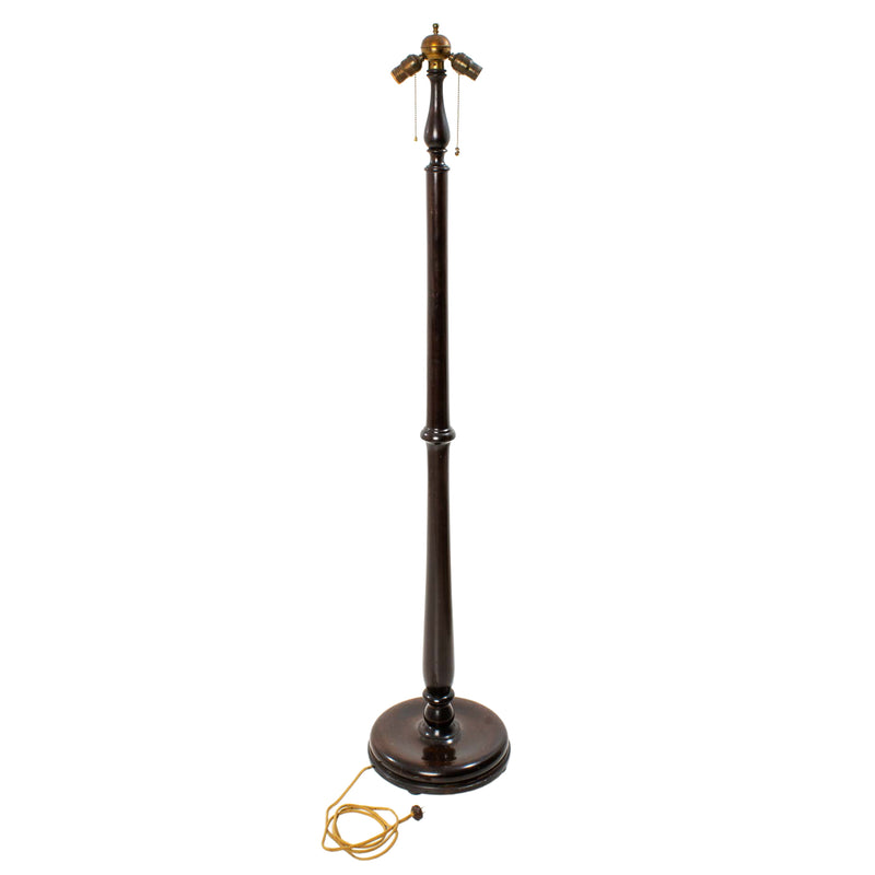 Vintage Maple Floor Lamp w/ Turned Column & Circular Pan Base