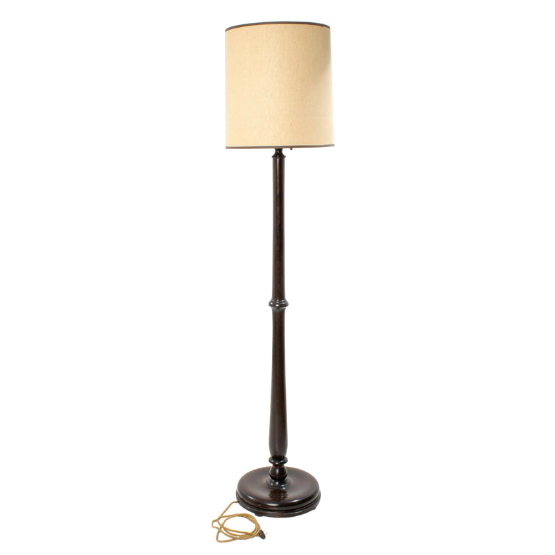 Vintage Maple Floor Lamp w/ Turned Column & Circular Pan Base