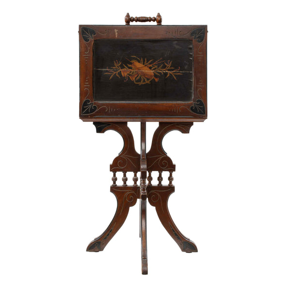 Walnut Arts and Crafts Sheet Music Stand with Decorative Center Panels