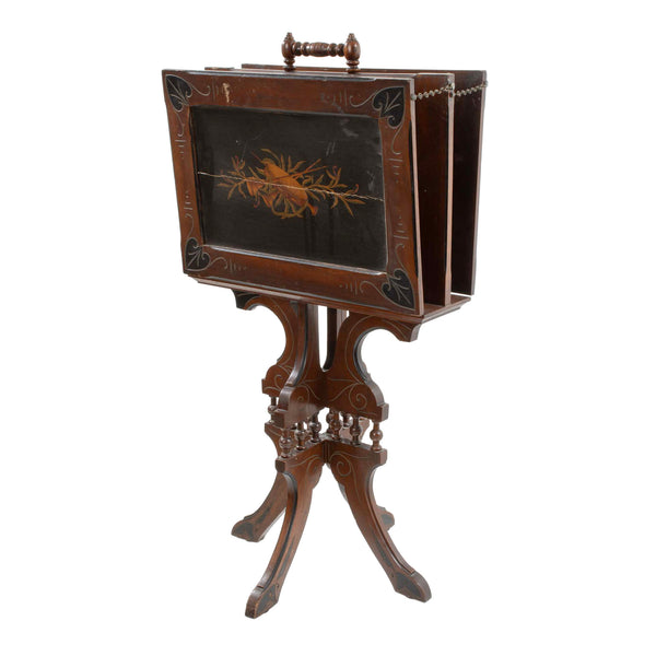 Walnut Arts and Crafts Sheet Music Stand with Decorative Center Panels