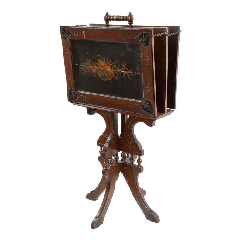 Walnut Arts and Crafts Sheet Music Stand with Decorative Center Panels