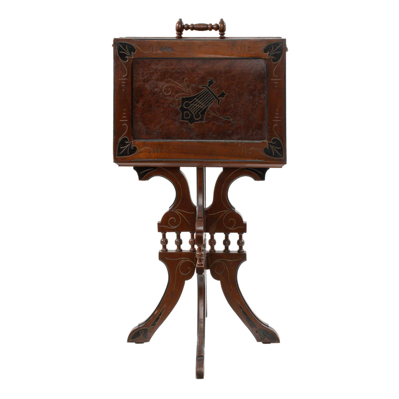 Walnut Arts and Crafts Sheet Music Stand with Decorative Center Panels