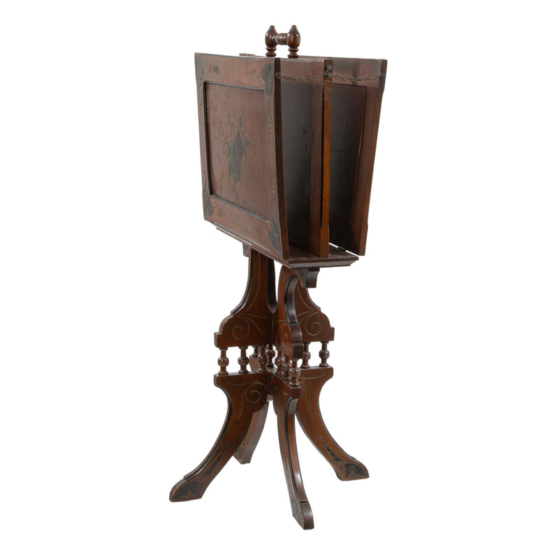 Walnut Arts and Crafts Sheet Music Stand with Decorative Center Panels