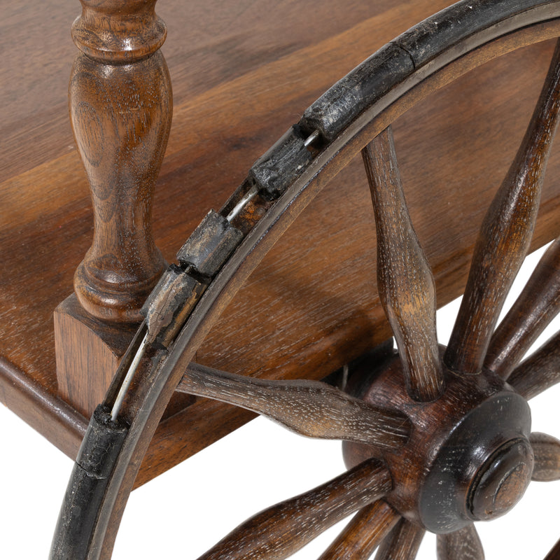 Walnut Drop Leaf Tea Cart w/ Tiered Undershelf and Glazed Serving Tray Shelf