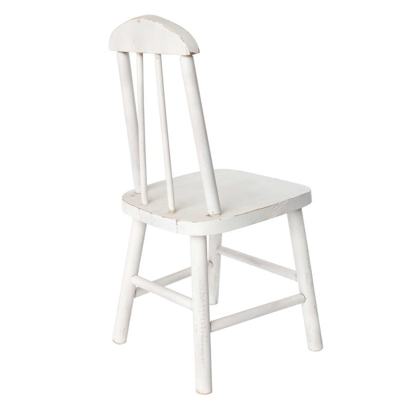 White Childrens Chair with Turned Legs and Back
